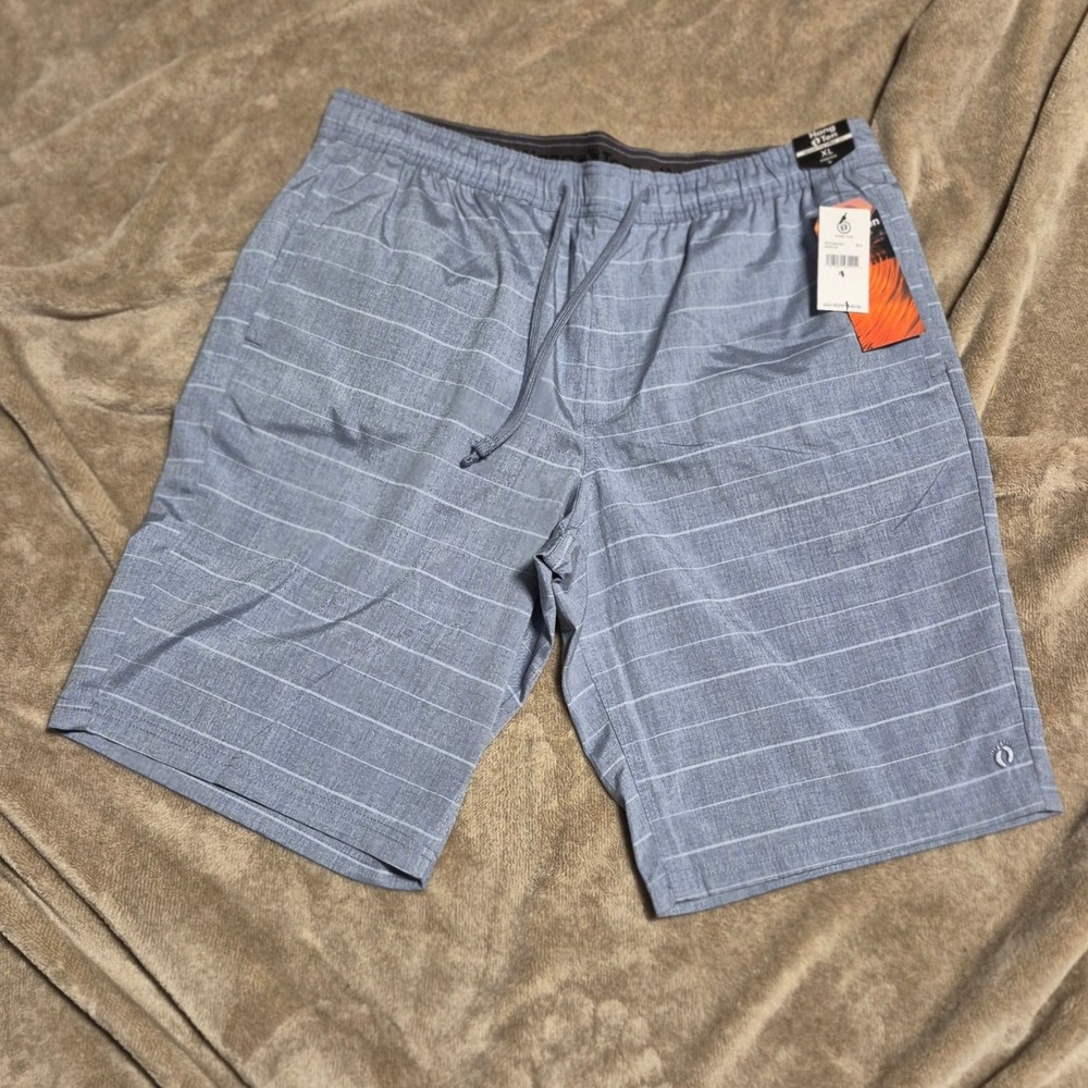 Hang Ten Mens Drop In Hybrid Board Shorts Blue Striped Stretch XL SP3108504X